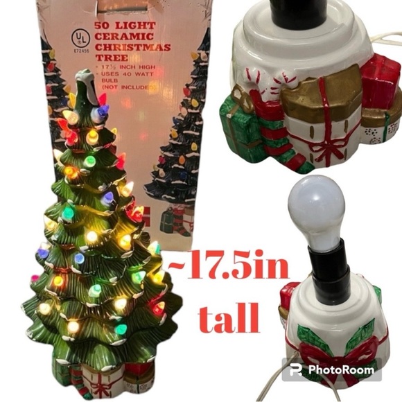 17.5in Ceramic Light Up Christmas Tree vintage ceramic christmas  tree X-Mas vtg - Picture 3 of 15